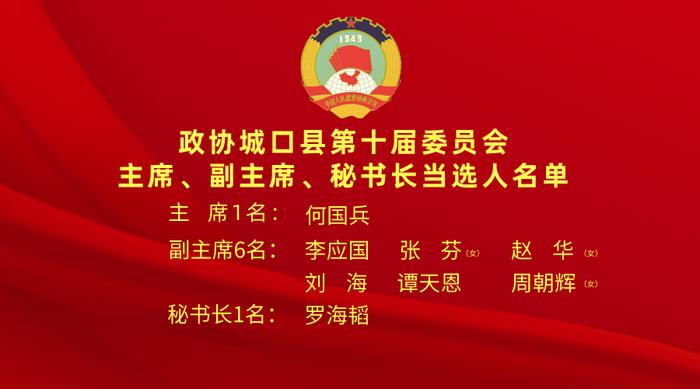 城口新一届县政协领导班子、常务委员名单