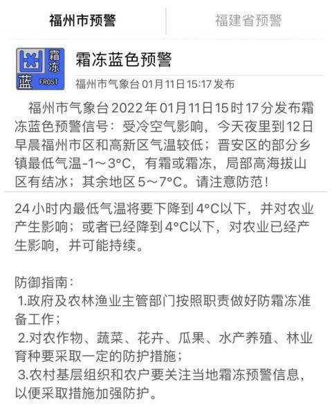 跌破0℃！霜冻预警！福建春节期间的天气……