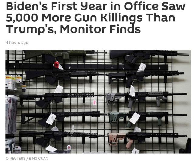 外媒：拜登上任第一年，美国致命枪击案比特朗普时多三成