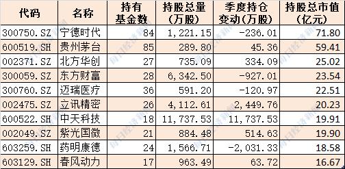 6万亿机构资金最新动向大揭秘！前十大基金公司重仓股曝光（附名单）