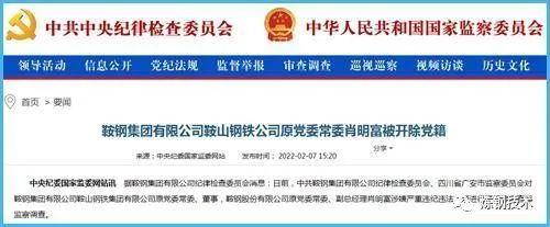 钢铁行业“打虎”！赵永平、张大德、肖明富先后被开除党籍！
