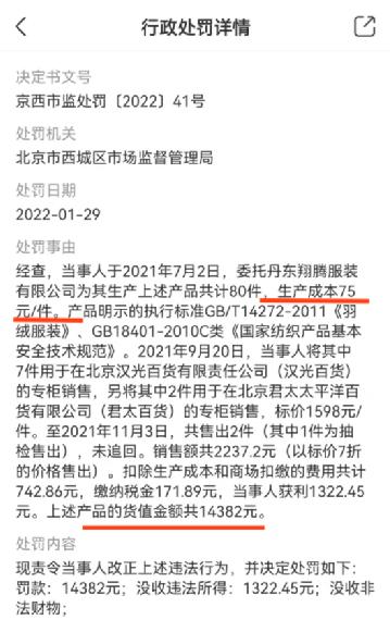 暴涨2000%！成本75元羽绒服卖1598元，知名品牌道歉！