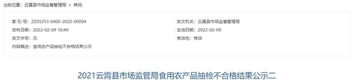 福建省云霄县市场监管局公示2021食用农产品抽检不合格结果（黑芝麻、老姜）