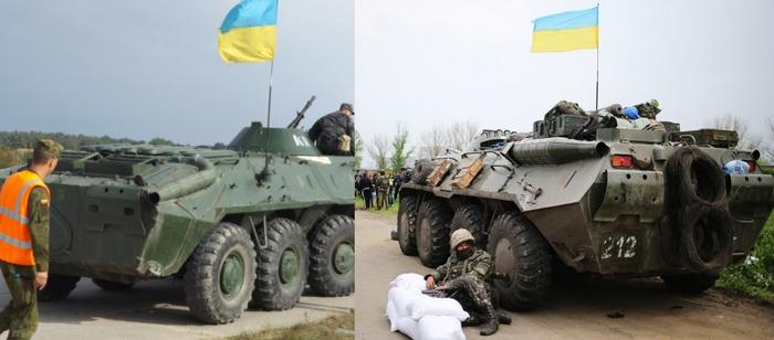 BTR-70(左)与BTR-80(右)的车尾区别较为明显的
