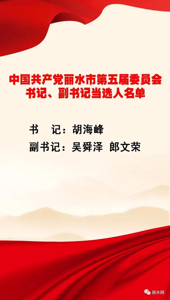 中国共产党丽水市第五届委员会书记、副书记、常务委员会委员、委员、候补委员当选人名单