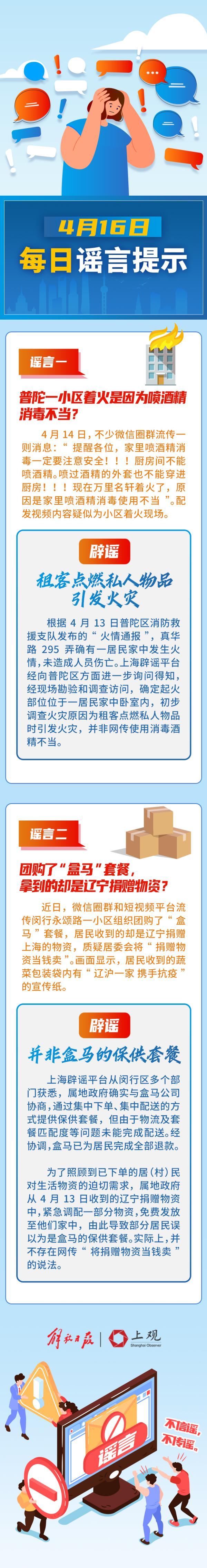 每日谣言提示 | 喷酒精消毒致小区着火？团购“盒马”却拿到捐赠物资？假！