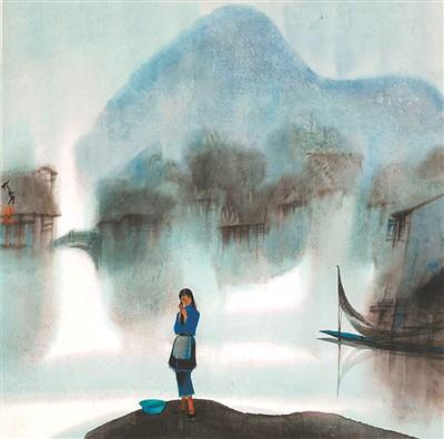 江南晨雾(中国画) 杨明义