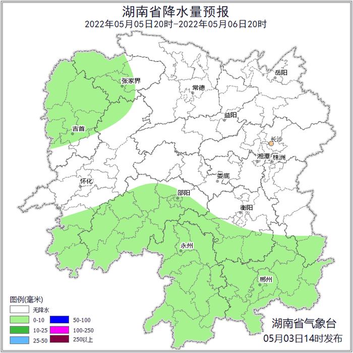 近三天，湖南最高温将升至30℃左右！5月 6日晚再迎强降雨