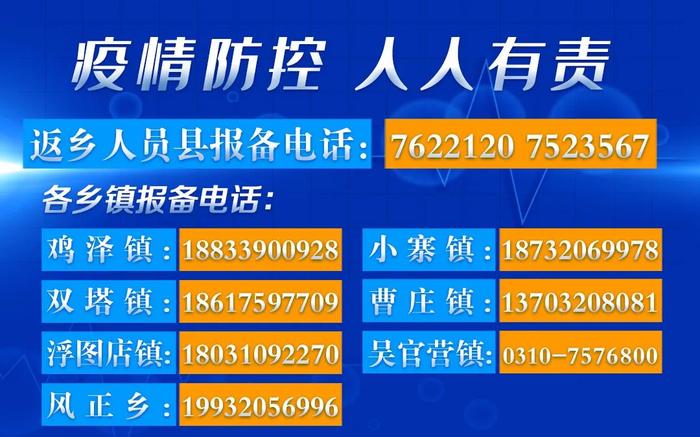 经开区、峰峰矿区、鸡泽县、广平县、邱县发布来返人员主动报备的最新通告（附联系方式）