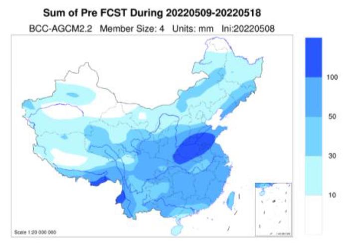 资料来源:中国气象局国家气候中心,中金研究院说明:图中数据为累计降水量预测