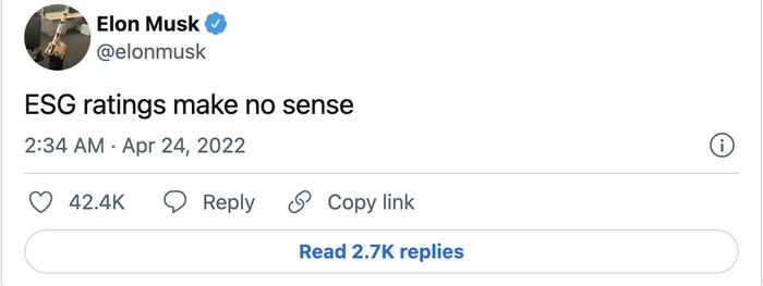“魔鬼的化身”！马斯克抨击企业ESG评分标准
