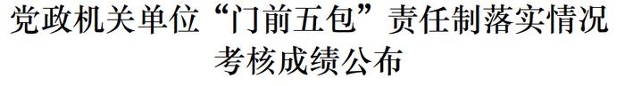 党政机关单位“门前五包”责任制落实情况考核成绩公布