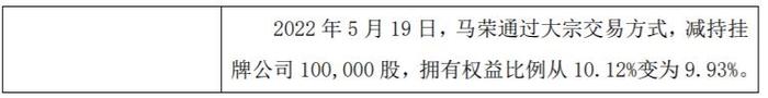 东江菲特股东马荣减持10万股 权益变动后持股比例为9.93%