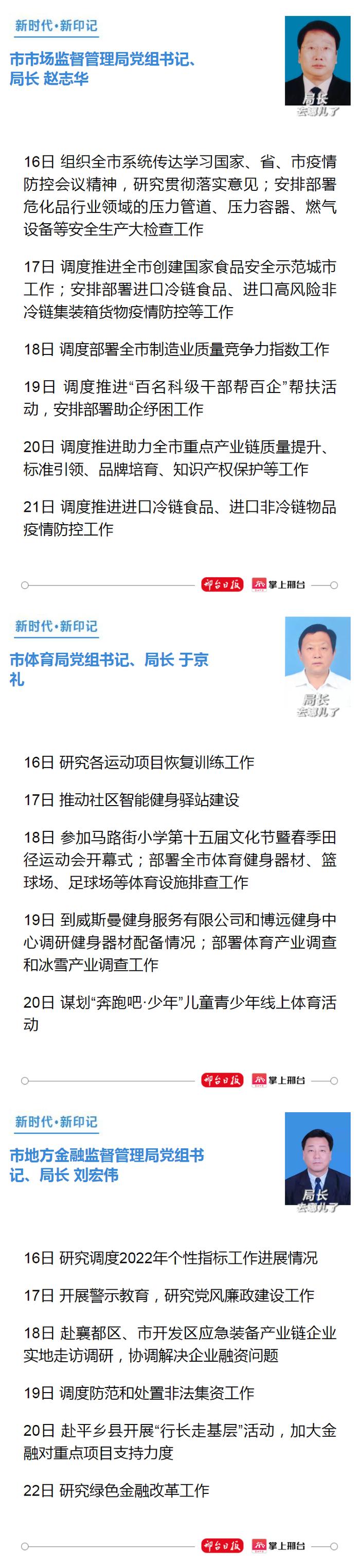 公开晾晒工作！邢台20个县（市、区）委书记、市直单位主要负责同志上周（5月16日-5月22日）主要工作