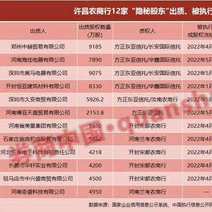 因巨额股权被法院强制拍卖，河南许昌农商行一隐秘股东再度浮出水面。近