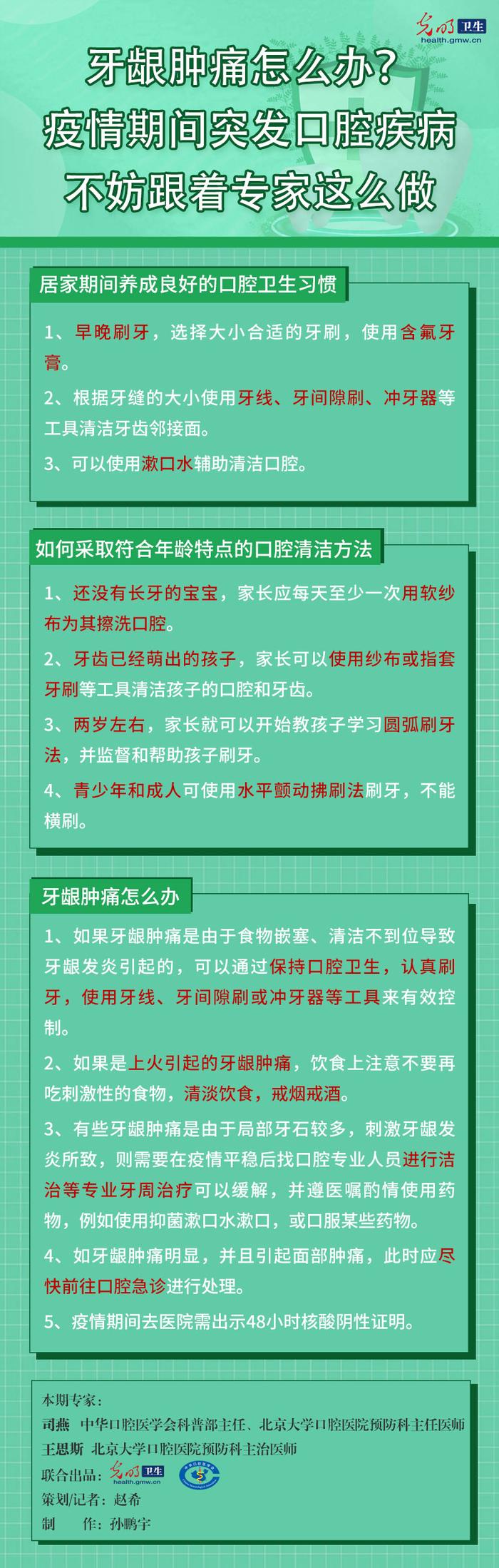 一图读懂丨牙龈肿痛怎么办？疫情期间突发口腔疾病不妨跟着专家这么做