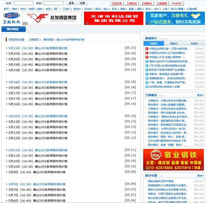 重磅升级：兰格钢铁《唐山355系带钢市场价格》2022年5月27日更新升级说明