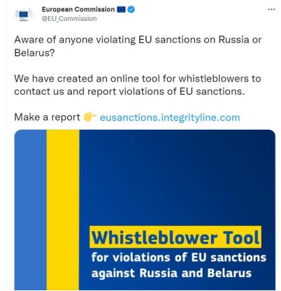 欧盟搞匿名平台让人举报违反对俄制裁的行为，网友批“真的很肮脏”