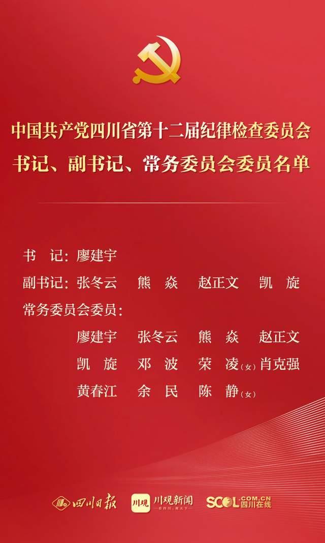 权威发布丨新一届四川省纪委书记、副书记、常委名单