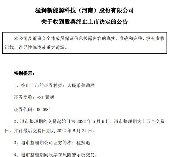 34亿债务豁免保壳失败，昔日叫板特斯拉的电池巨头*ST猛狮终退市