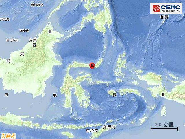 印尼北苏拉威西省附近海域发生5.6级地震，震源深度160千米