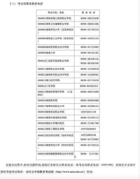 海南省全国计算机等级考试（NCRE）6月22日起报名