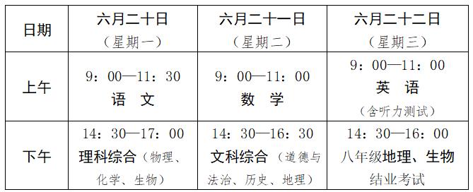 十堰公布今年中考时间安排！