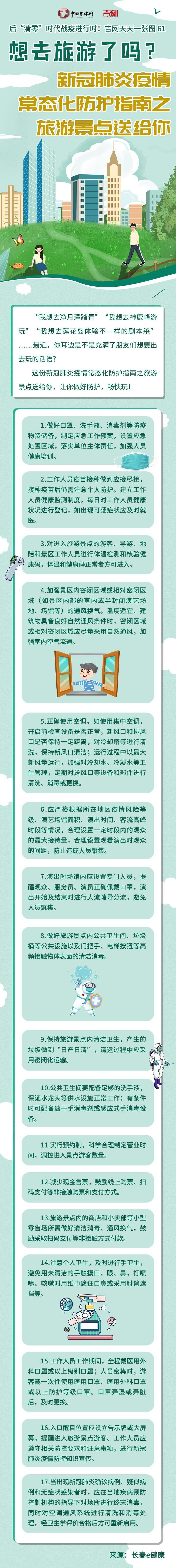 后“清零”时代战疫进行时！吉网天天一张图 61丨想去旅游了吗？新冠肺炎疫情常态化防护指南之旅游景点送给你