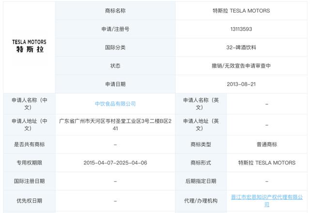 特斯拉起诉TESILA啤酒 律师：被告方或承担商标侵权的法律责任