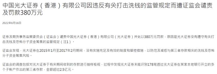 一日内收380万港元罚单又有高管落马，“光大系”近期风波不断一年内已有超10名干部被查