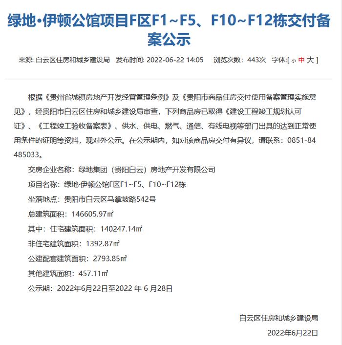 贵阳绿地伊顿公馆F区部分新房通过交付审核