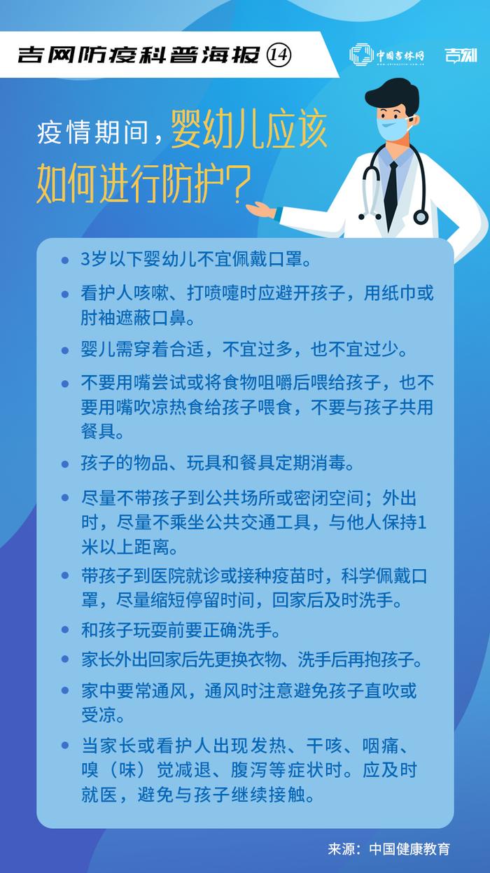 吉网防疫科普海报⑭丨疫情期间，婴幼儿应该如何进行防护？