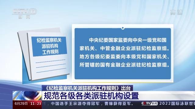 《纪检监察机关派驻机构工作规则》出台 全面规范派驻机构各项工作