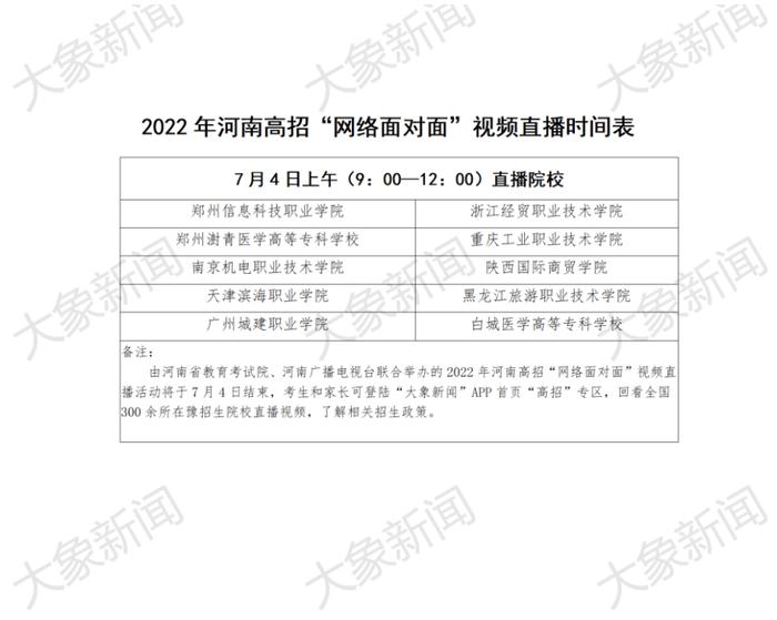 7月4日直播预告！河南高招“网络面对面”视频直播活动最后一天