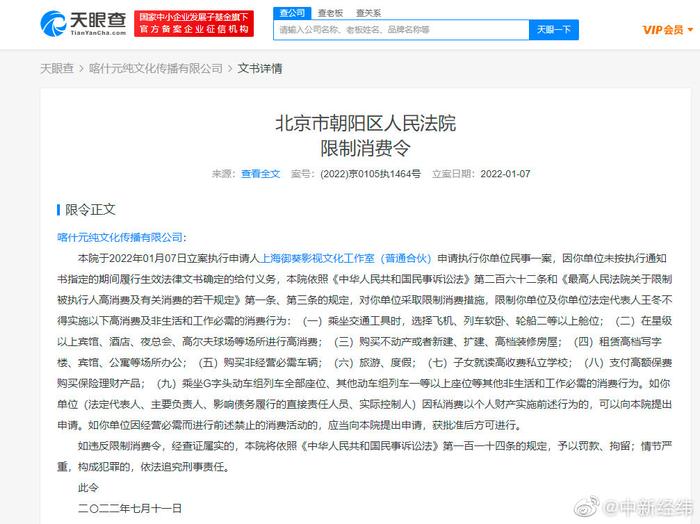 拖欠林志玲通告费公司被限制消费