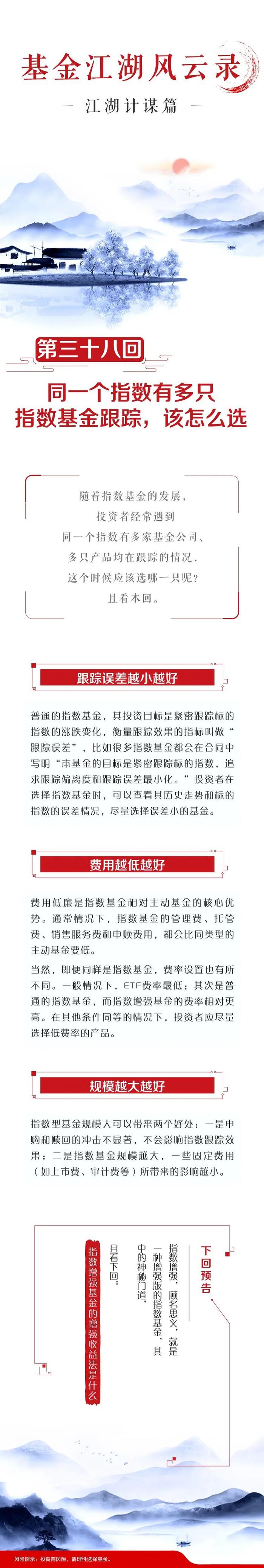 【基金江湖风云录】江湖计谋篇——同一个指数有多只指数基金跟踪 该怎么选