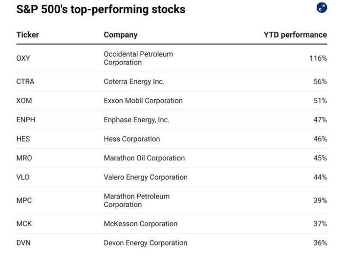 美股今年表现最好的公司有哪些？这家新能源公司异军突起