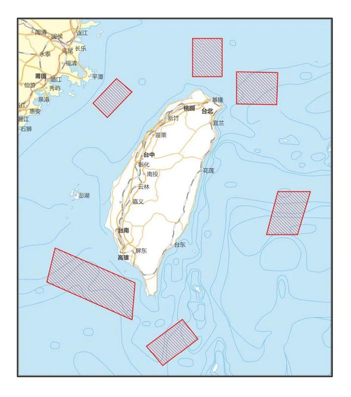 公告：中国人民解放军将进行重要军事演训行动（位置示意图）