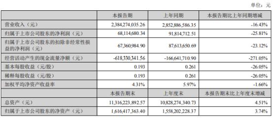 高新发展2022年上半年净利6811.47万同比下滑25.81% 技术服务项目比重较上年同期下降