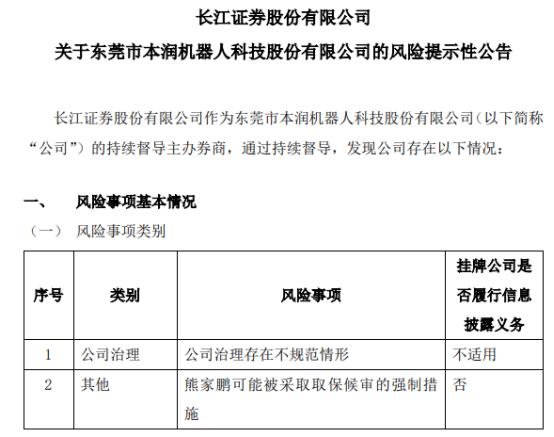 ST本润股存在公司治理不规范情形及熊家鹏可能被采取取保候审的强制措施