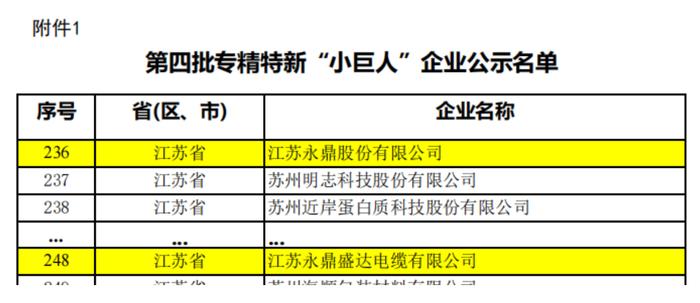 永鼎集团两家公司入选国家级 第四批专精特新“小巨人”企业名单