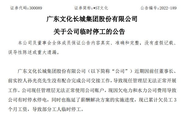 8000多股民懵了！这家公司自曝停水停电临时停工，还欠员工3个月工资，董秘上任5天便"走人"