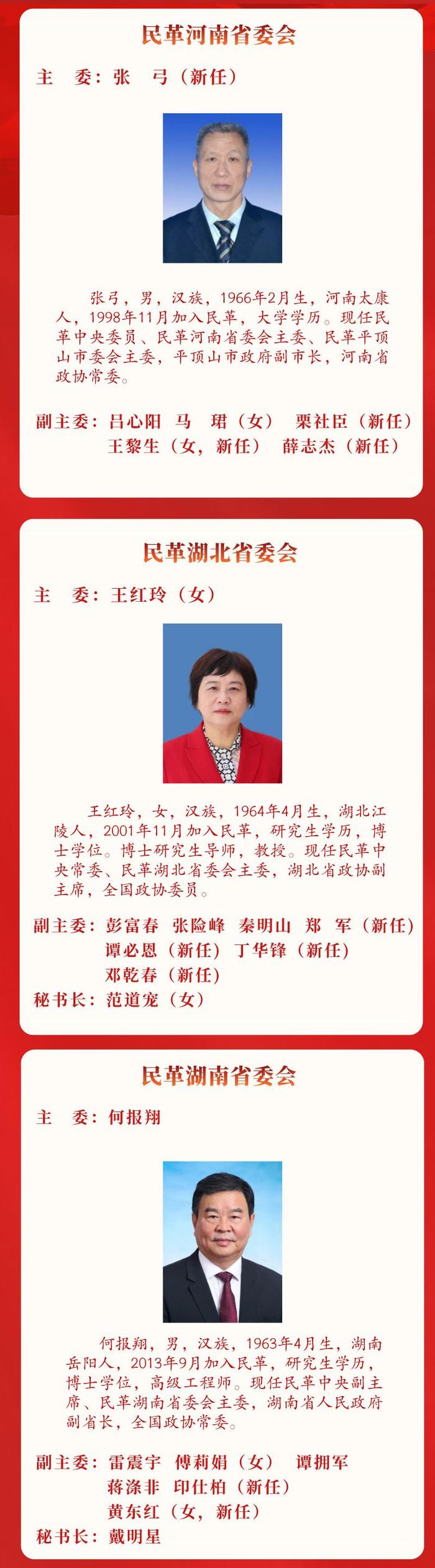 收藏！民革30个省级组织主委、副主委、秘书长名单来了！