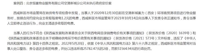 北京恒富物业空港新城分公司违规收取电费被通报处罚