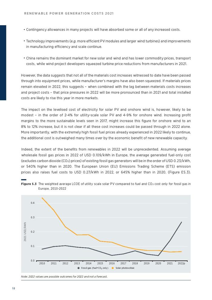 IRENA：2021年可再生能源发电成本报告