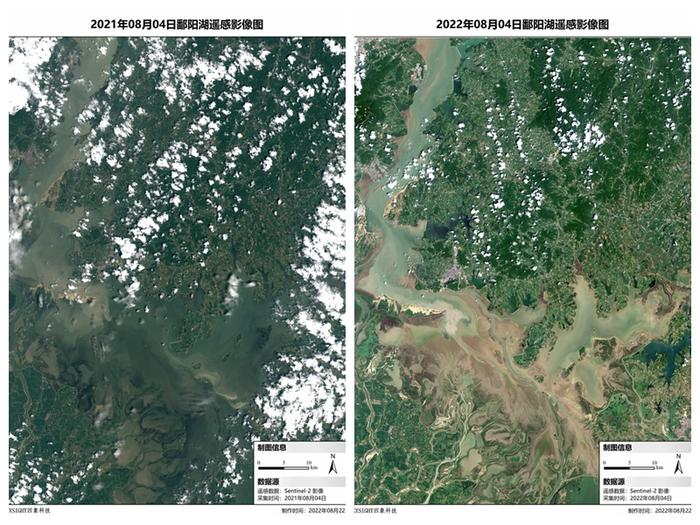 卫星观测证实：高温下洞庭湖、鄱阳湖“缩水”严重，“瘦成闪电”