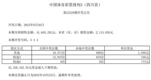 中国体育彩票8月26日开奖结果