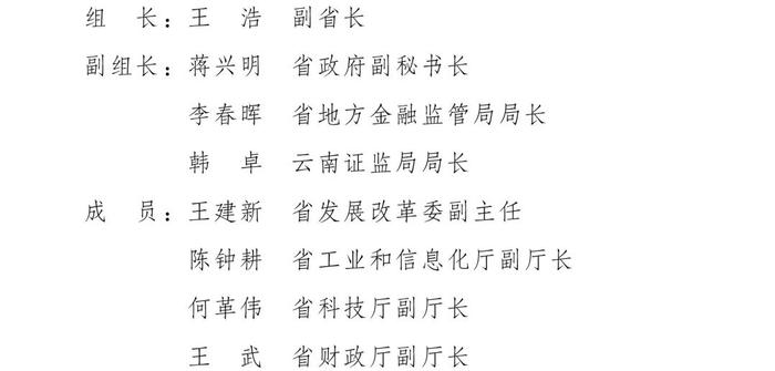 权威发布丨云南省人民政府办公厅关于调整成立云南省推进企业上市倍增工作领导小组的通知