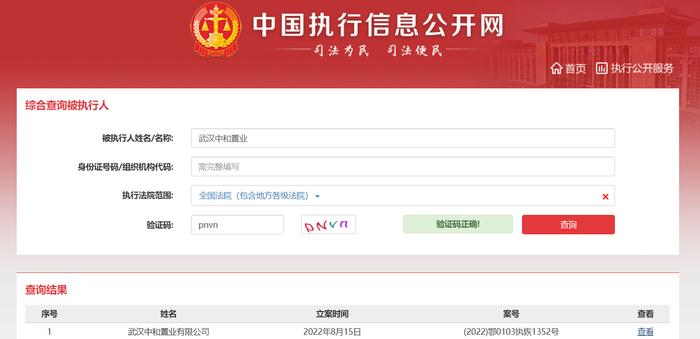 武汉中和置业有限公司新增1条被执行人信息  执行标的38万余元