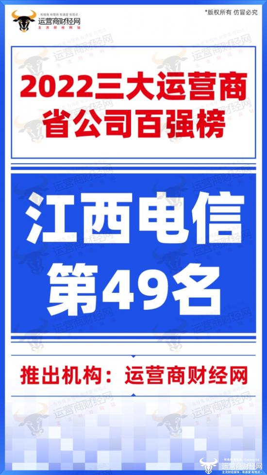 独家：“2022运营商省公司百强榜”已公布 江西电信排名第49！